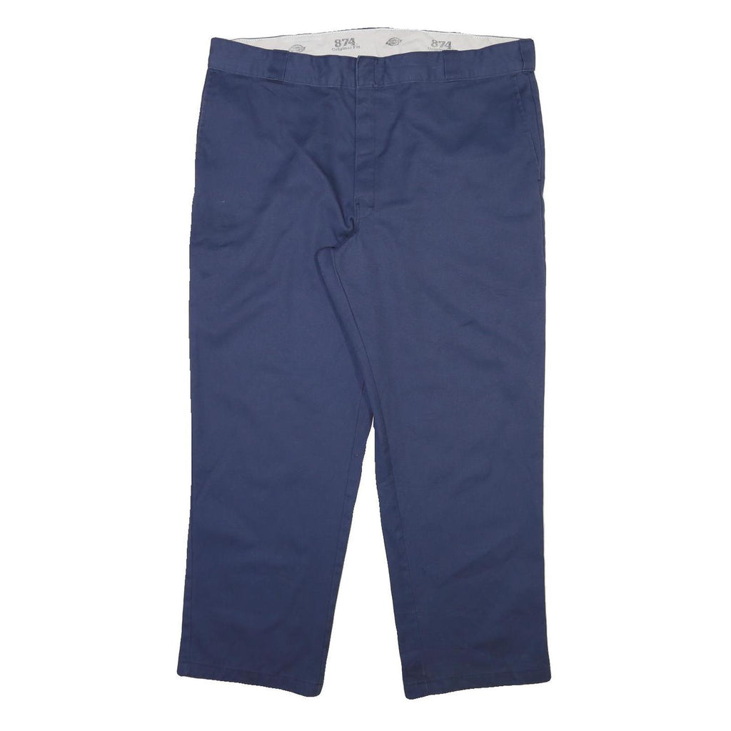 DICKIES Mens Regular Cotton Blend Navy Blue Trousers W42 L30 Workwear Zip