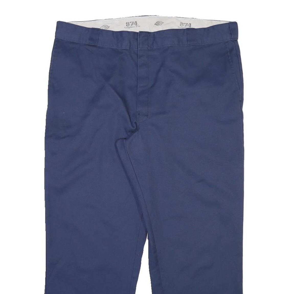 DICKIES Mens Regular Cotton Blend Navy Blue Trousers W42 L30 Workwear Zip