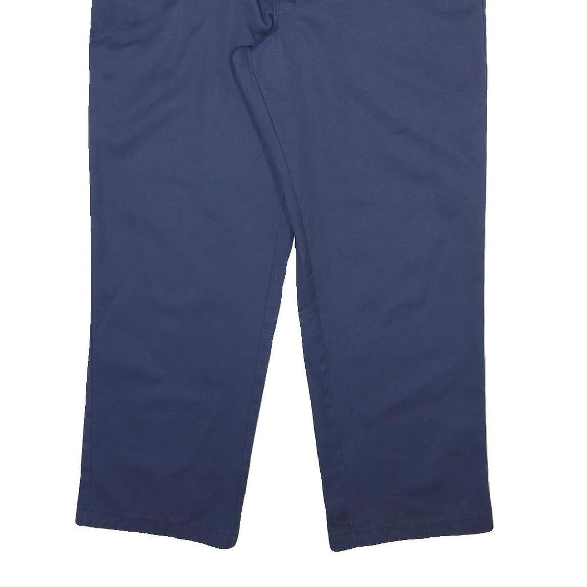 DICKIES Mens Regular Cotton Blend Navy Blue Trousers W42 L30 Workwear Zip