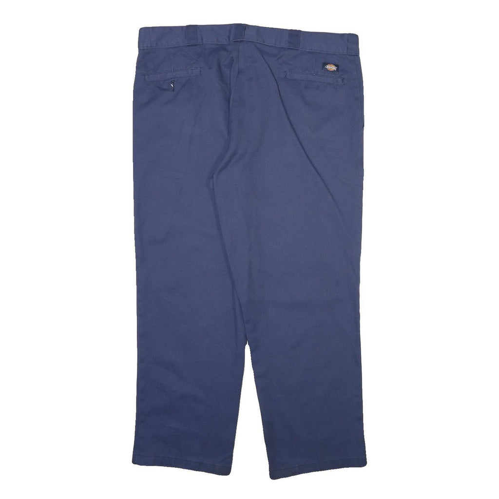 DICKIES Mens Regular Cotton Blend Navy Blue Trousers W42 L30 Workwear Zip