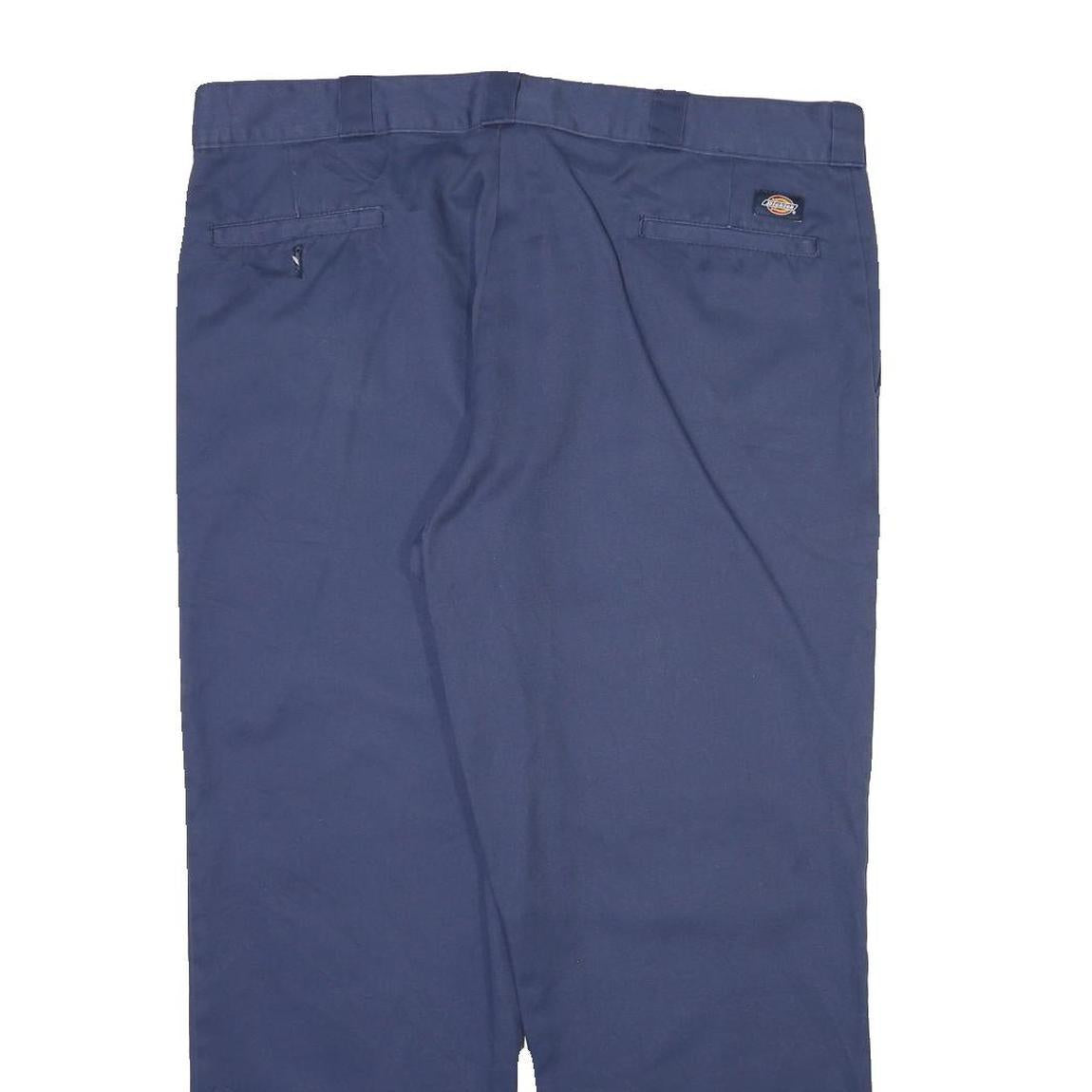 DICKIES Mens Regular Cotton Blend Navy Blue Trousers W42 L30 Workwear Zip