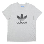 ADIDAS Womens Grey Crew Neck Short Sleeve T-Shirt L Cotton Blend Logo Print