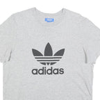 ADIDAS Womens Grey Crew Neck Short Sleeve T-Shirt L Cotton Blend Logo Print