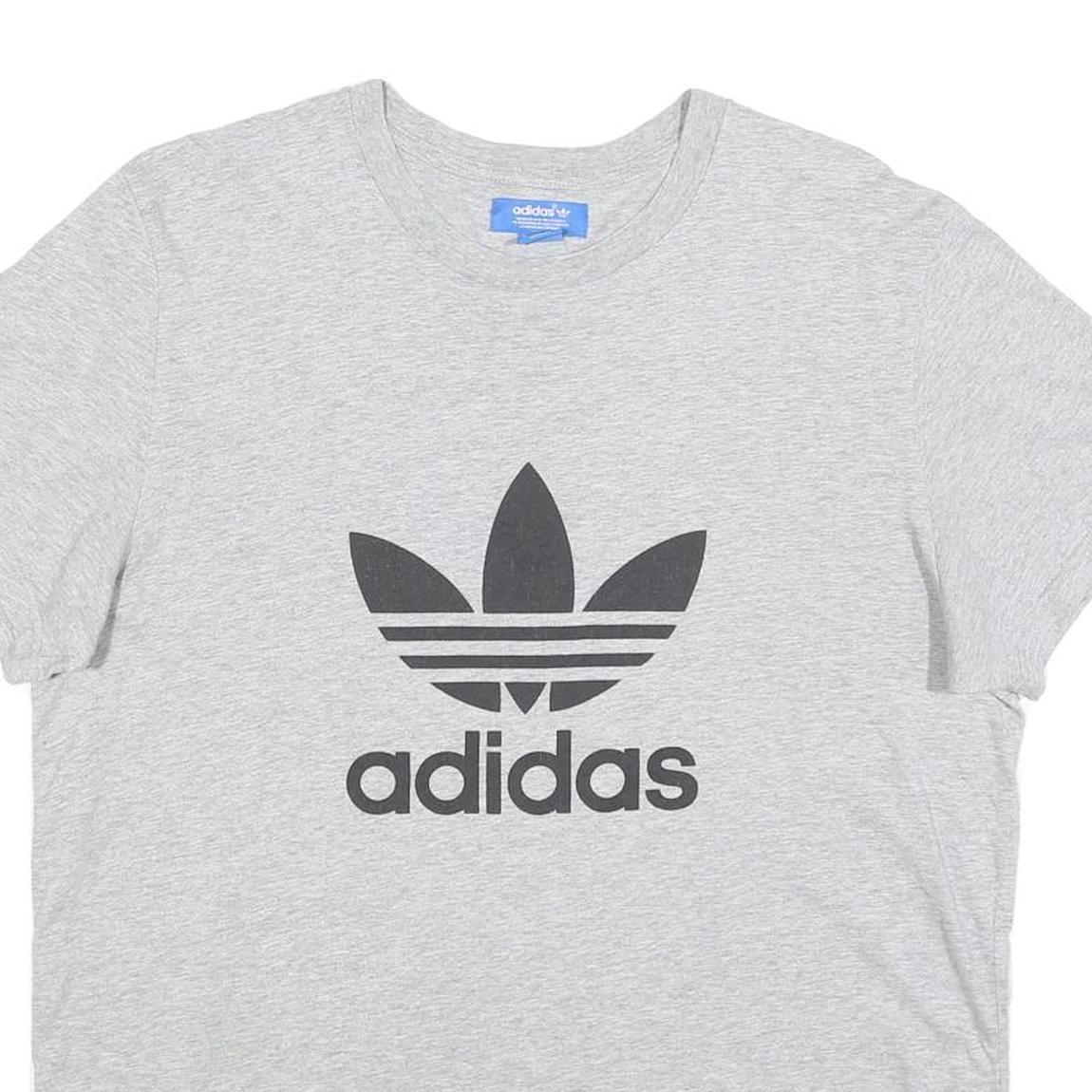 ADIDAS Womens Grey Crew Neck Short Sleeve T-Shirt L Cotton Blend Logo Print