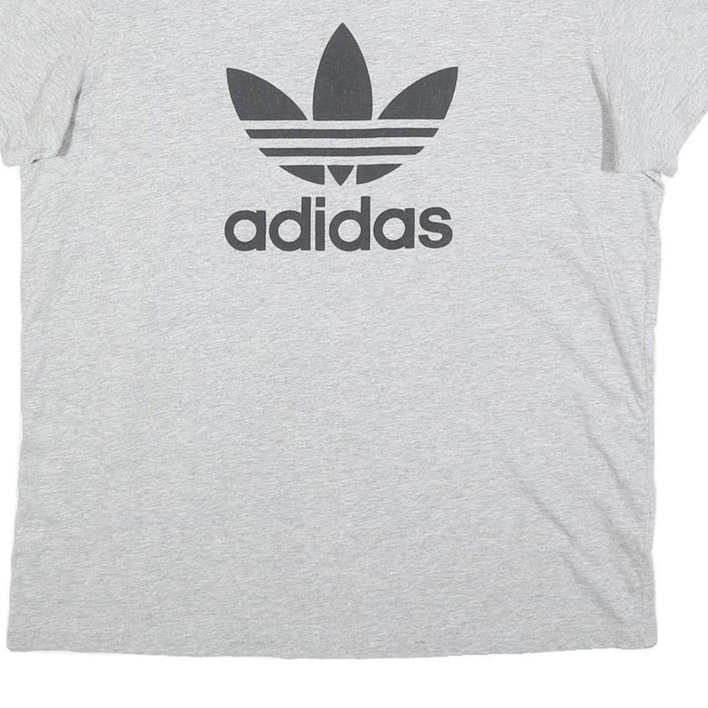 ADIDAS Womens Grey Crew Neck Short Sleeve T-Shirt L Cotton Blend Logo Print