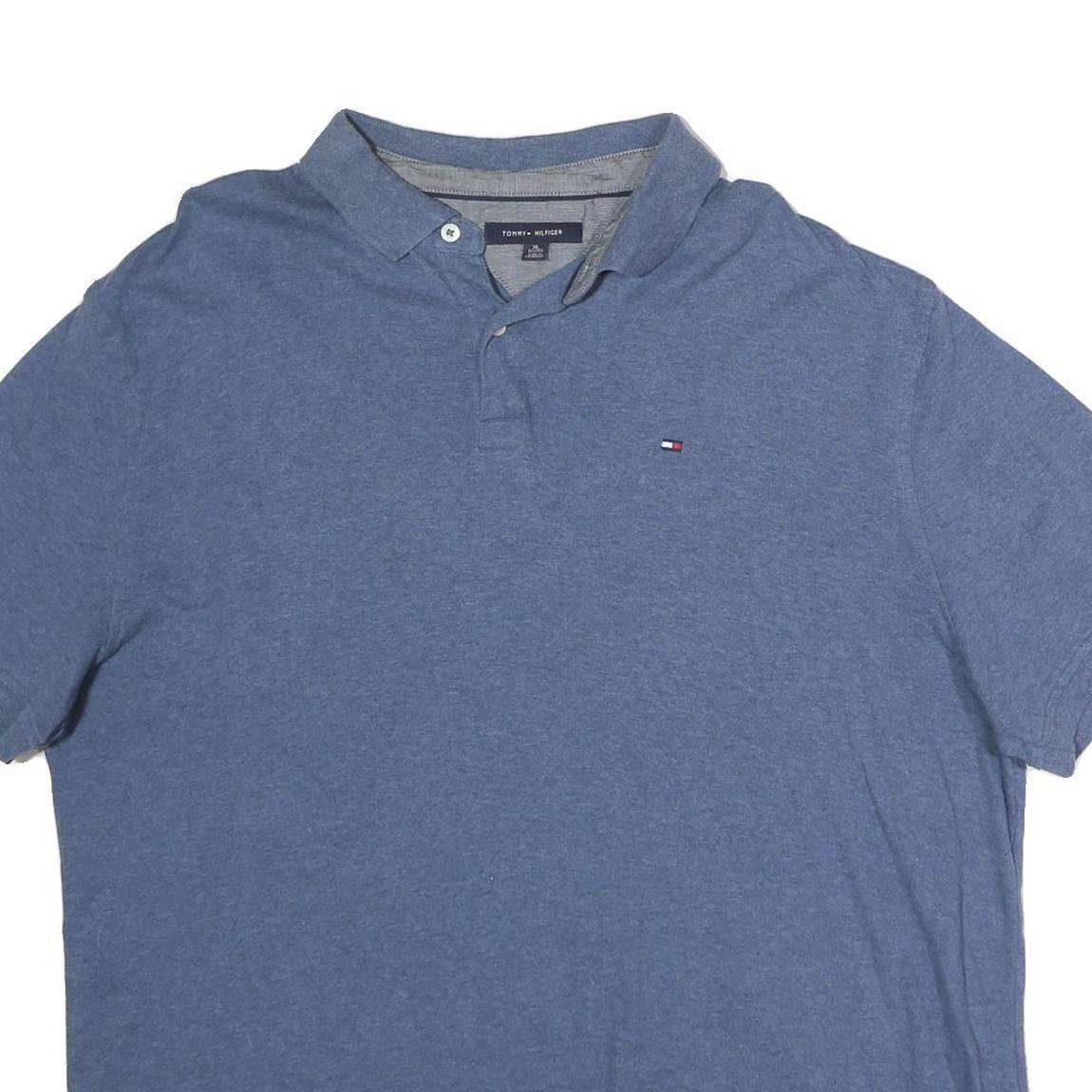 TOMMY HILFIGER Mens Blue Short Sleeve Plain Polo Shirt XL Casual Summer Wear