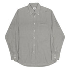 LACOSTE Mens Grey Check Cotton Shirt L Classic Button-Down Collar Long Sleeve