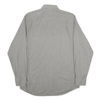 LACOSTE Mens Grey Check Cotton Shirt L Classic Button-Down Collar Long Sleeve