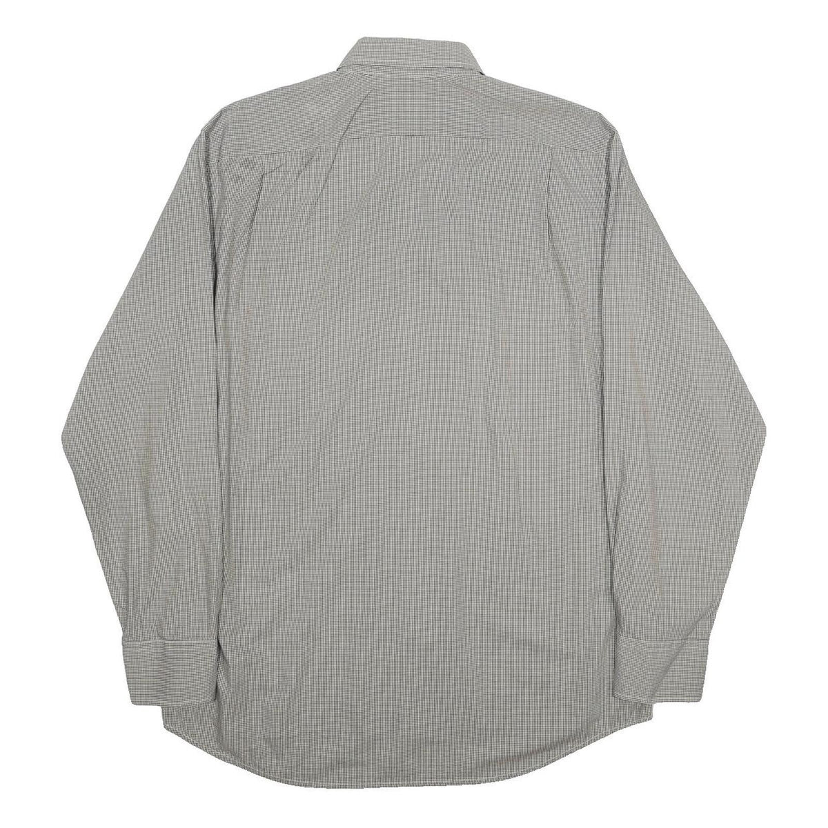 LACOSTE Mens Grey Check Cotton Shirt L Classic Button-Down Collar Long Sleeve