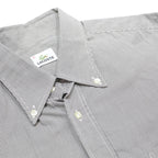LACOSTE Mens Grey Check Cotton Shirt L Classic Button-Down Collar Long Sleeve