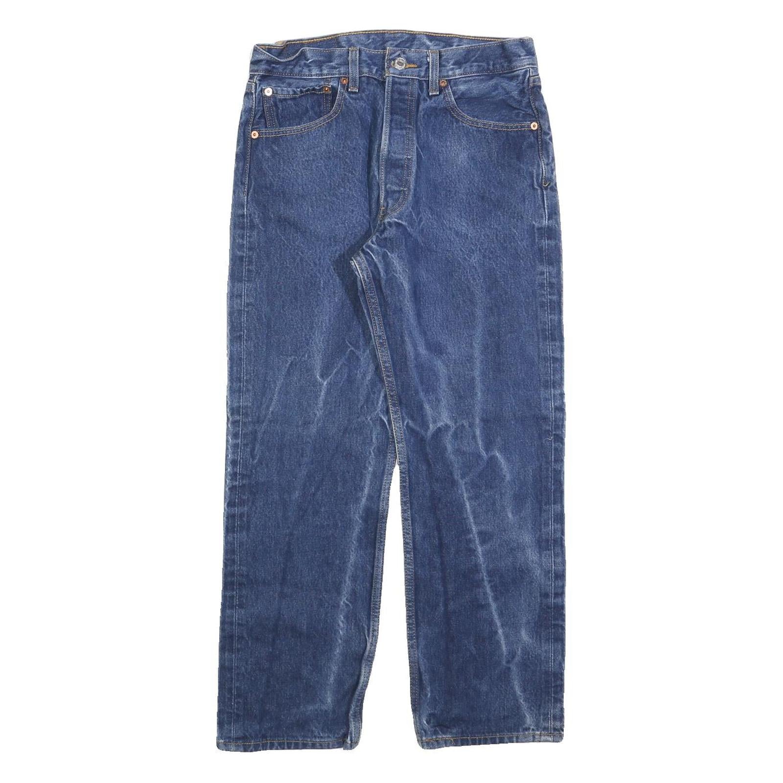 LEVI'S 501 Mens Jeans Blue Regular Straight Denim Medium W32 L27 Classic Button