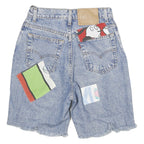 LEVI'S Womens Denim Blue Shorts S W26 Cartoon Patch Cut-Off Style