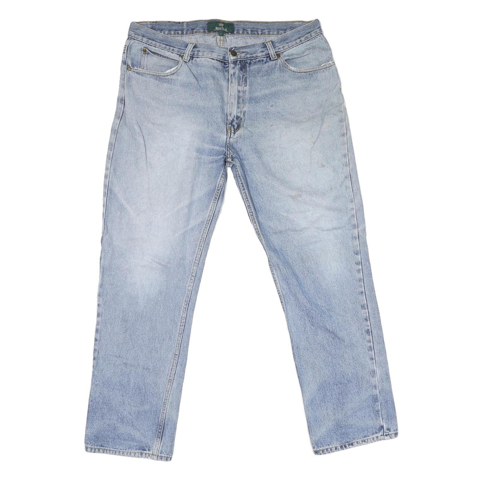 KINGFIELD Mens Regular Fit Light Blue Denim Jeans W38 L29 Zip Closure Classic