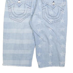TRUE RELIGION Mens Denim Light Blue Stars & Stripes Cut-Off Shorts L W34
