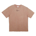 KARL KANI Mens Brown Pinstripe Cotton T-Shirt XL Short Sleeve Crew Neck Casual