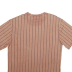 KARL KANI Mens Brown Pinstripe Cotton T-Shirt XL Short Sleeve Crew Neck Casual