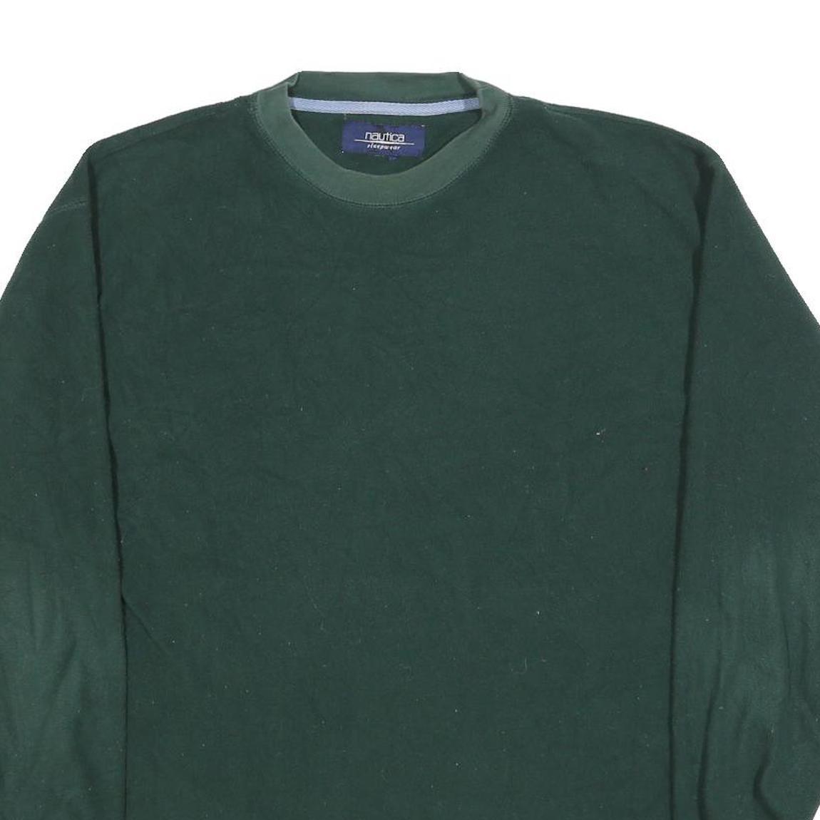 NAUTICA Mens Green Plain Polyester Crew Neck Basic Knit Jumper M Casual