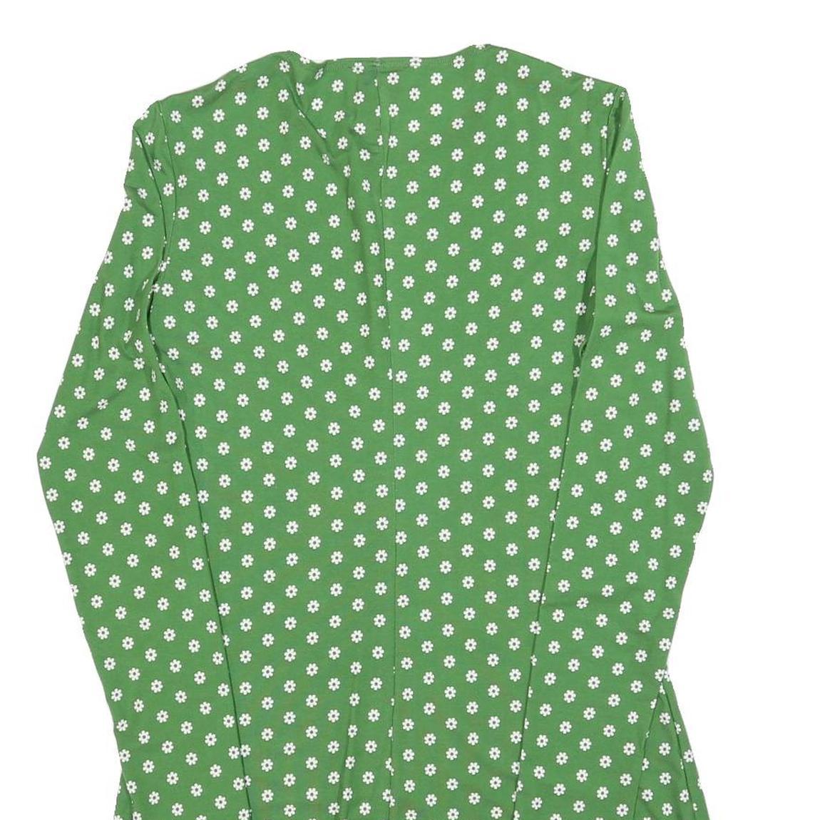 REFORMATION Womens Green & White Floral Day Jersey Long Sleeve Mini M Cotton