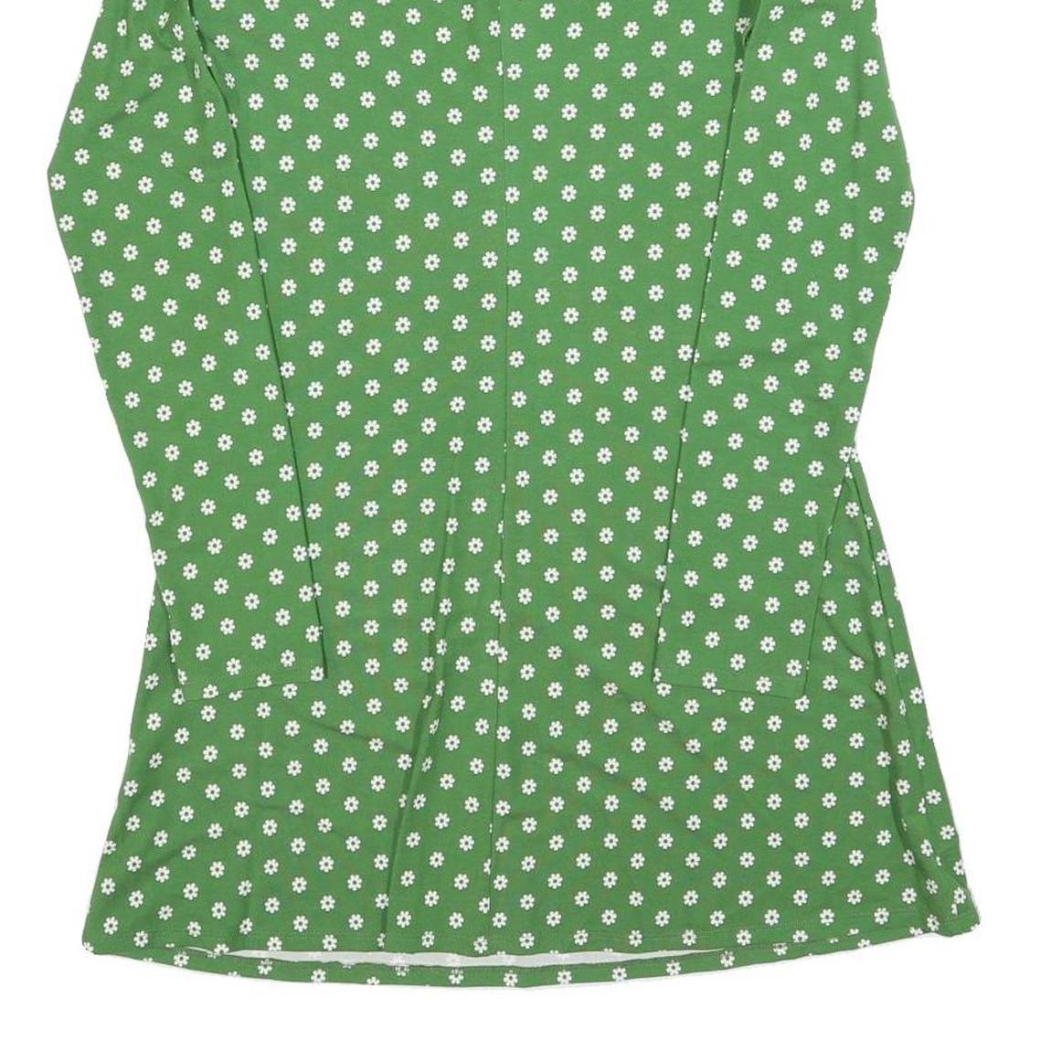 REFORMATION Womens Green & White Floral Day Jersey Long Sleeve Mini M Cotton