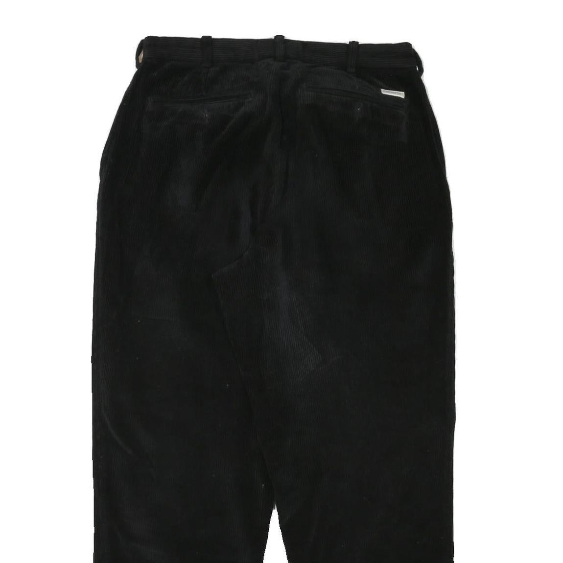 DANIEL CREMIEUX Mens Regular Black Cotton Blend Corduroy Trousers W34 L30 Zip