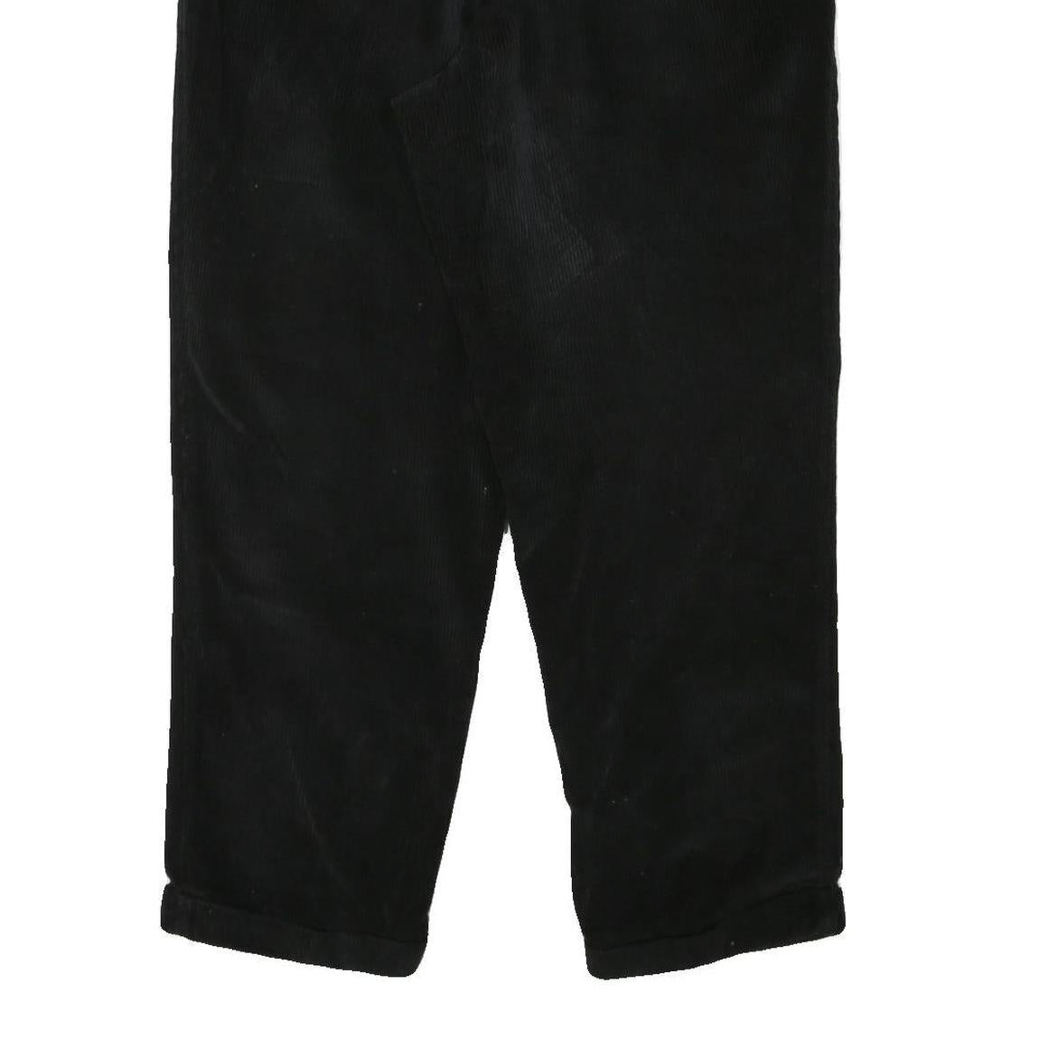 DANIEL CREMIEUX Mens Regular Black Cotton Blend Corduroy Trousers W34 L30 Zip