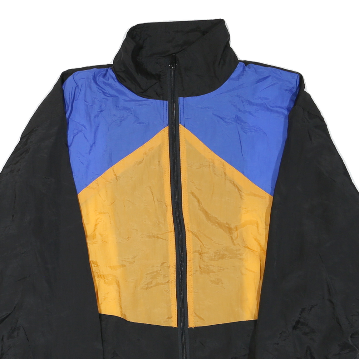 GOLFER Mens Black & Yellow Blue Zip Up Lightweight Polyester Blend Jacket L