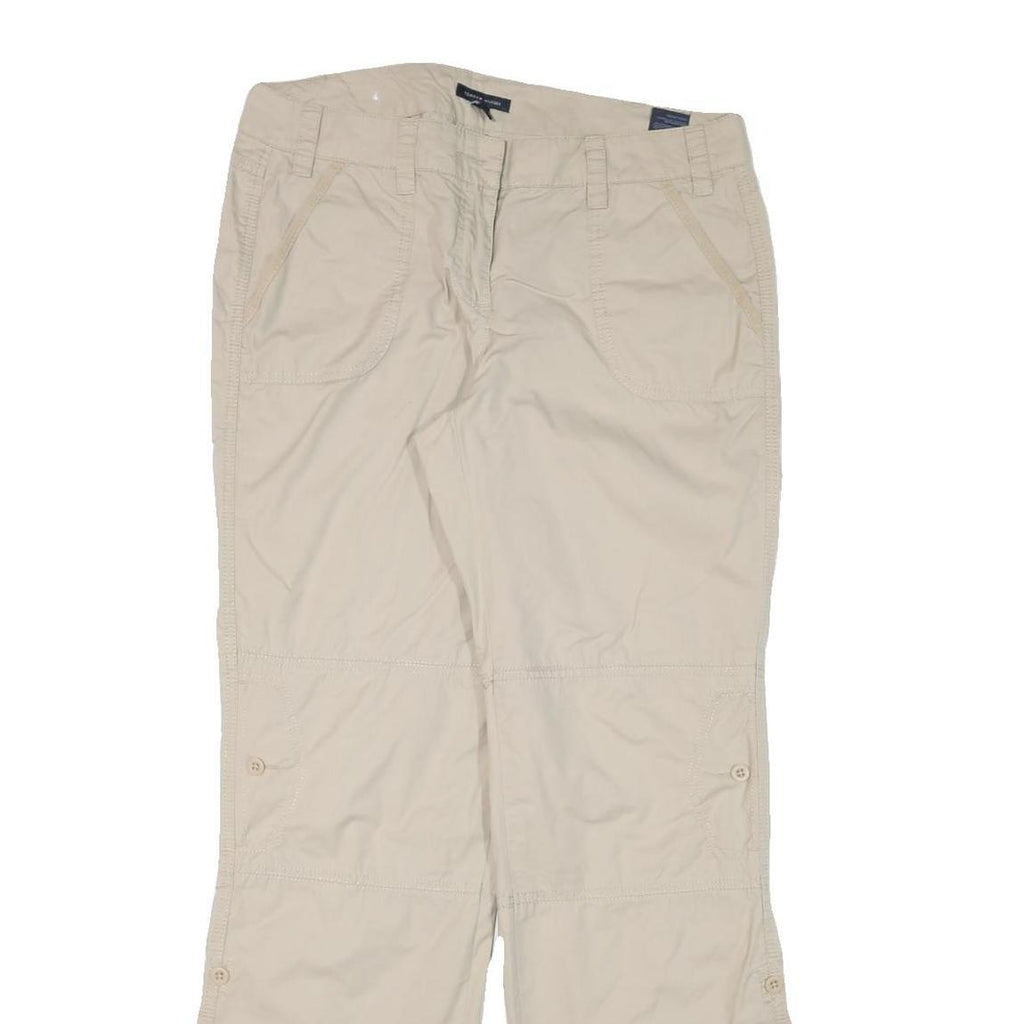 TOMMY HILFIGER Womens Relaxed Beige Cotton Blend Trousers W34 L32 Casual