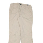 TOMMY HILFIGER Womens Relaxed Beige Cotton Blend Trousers W34 L32 Casual