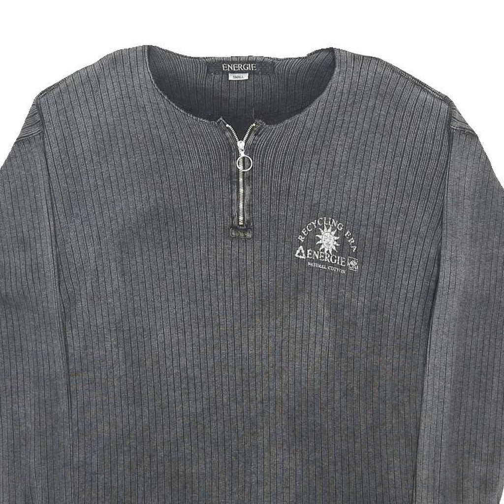 ENERGIE Mens Grey Pullover Plain Round Neck Basic Knit S Cotton Casual Jumper