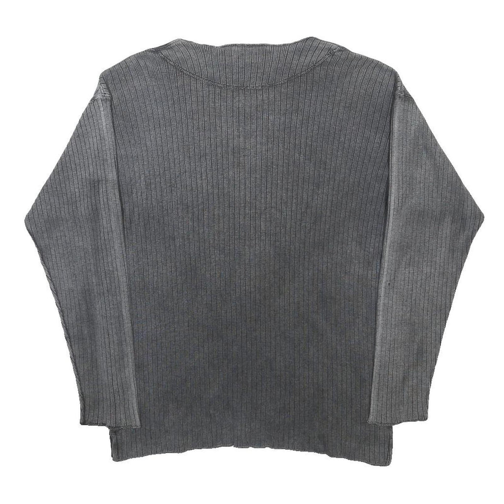 ENERGIE Mens Grey Pullover Plain Round Neck Basic Knit S Cotton Casual Jumper