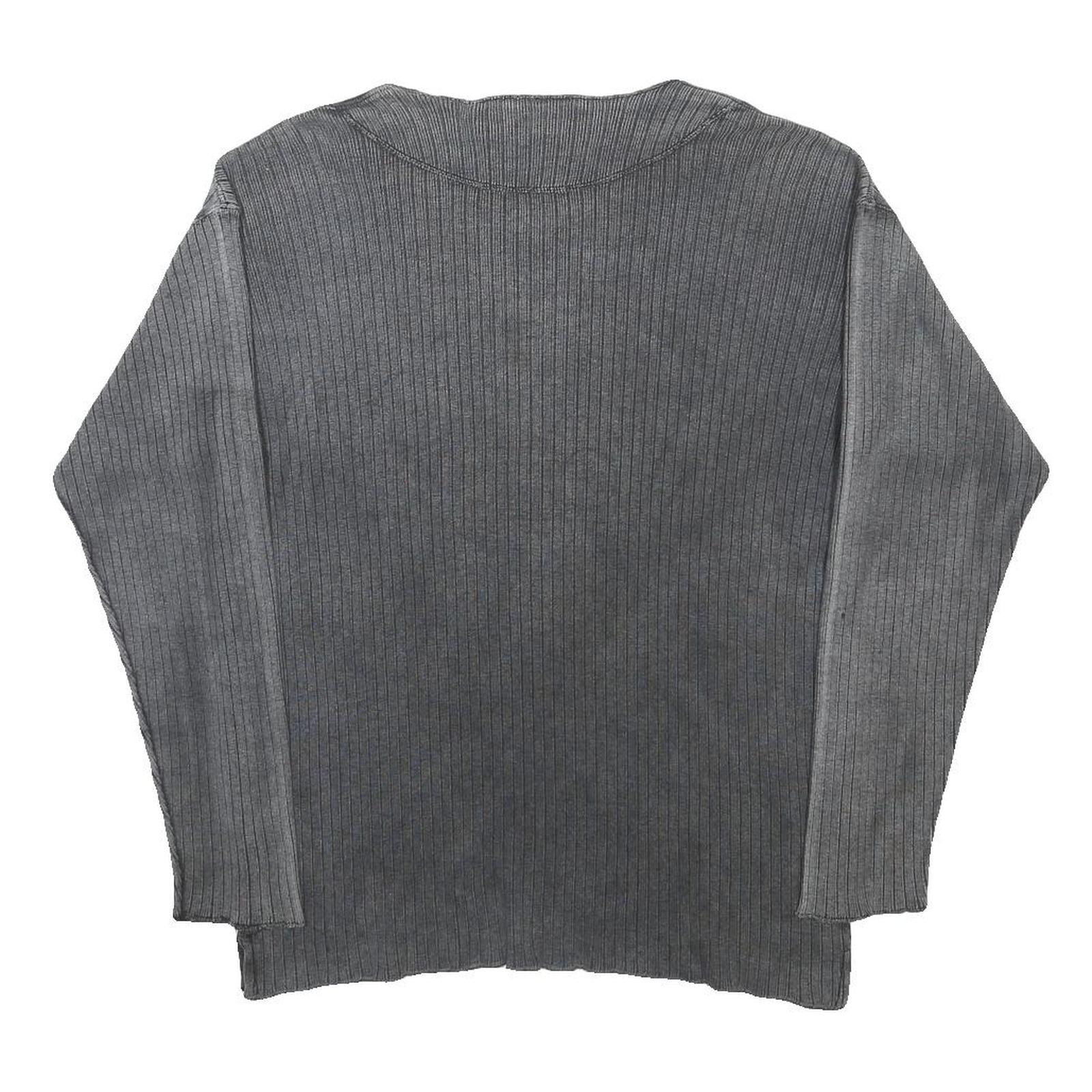 ENERGIE Mens Grey Pullover Plain Round Neck Basic Knit S Cotton Casual Jumper