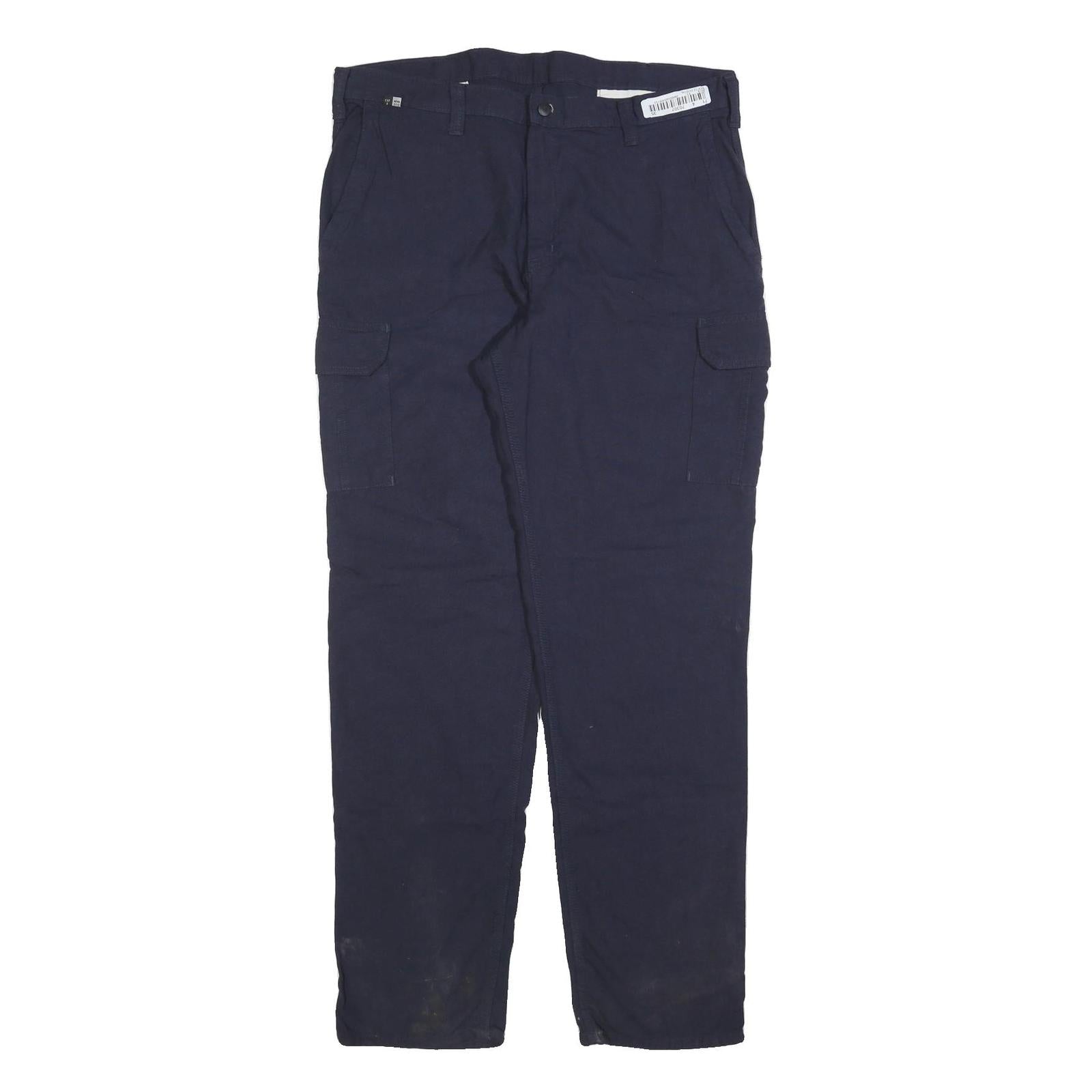 CARHARTT Mens Cotton Blend Blue Regular Straight Trousers W38 L36 Workwear