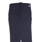 CARHARTT Mens Cotton Blend Blue Regular Straight Trousers W38 L36 Workwear