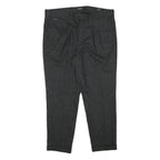 GUESS Mens Viscose Blend Black Slim Straight Trousers W35 L26 Checked Pattern