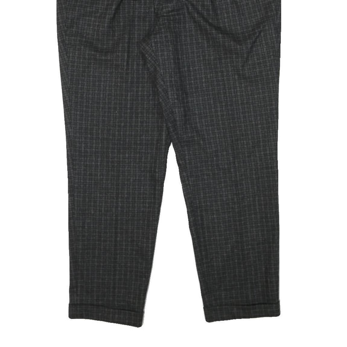 GUESS Mens Viscose Blend Black Slim Straight Trousers W35 L26 Checked Pattern