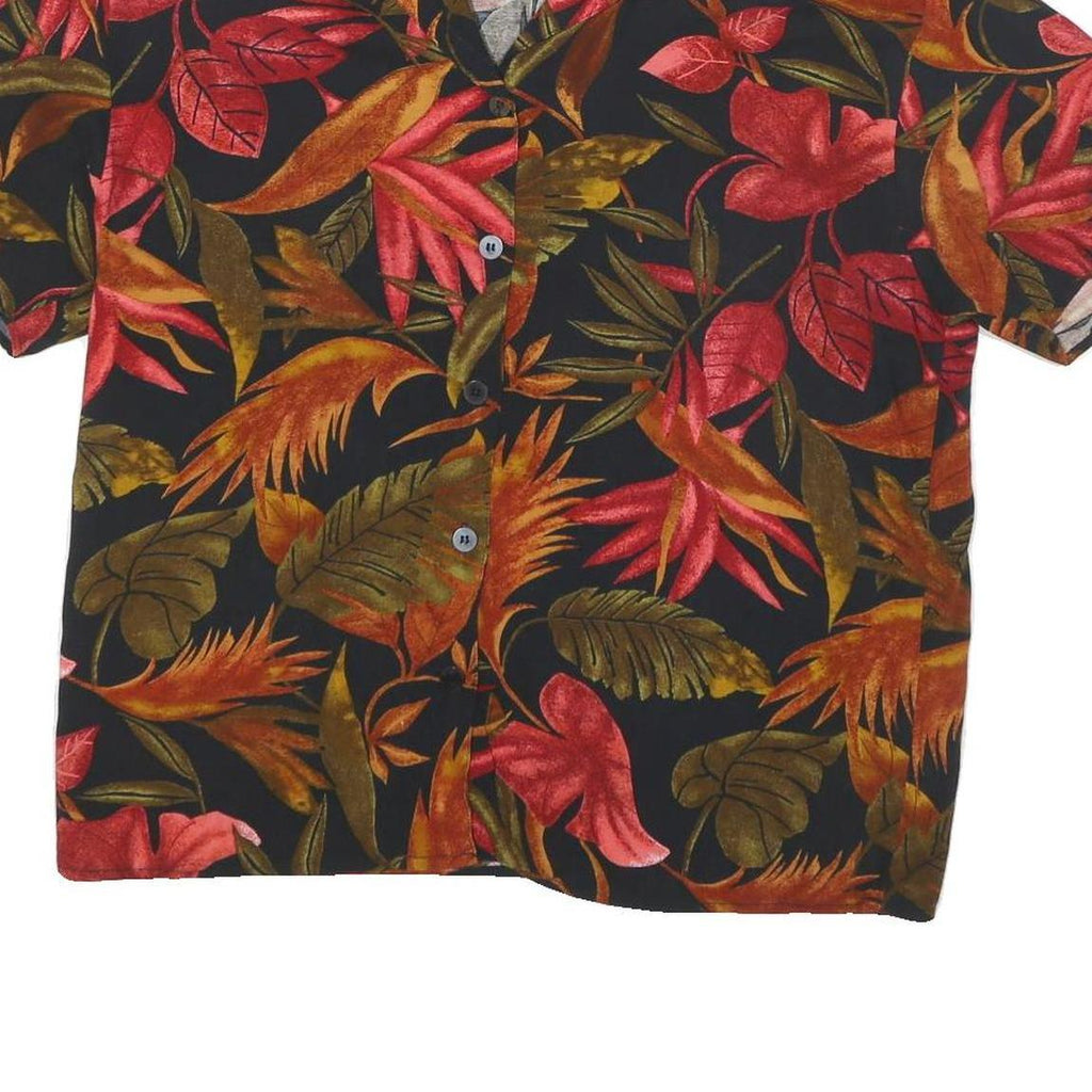 CALIFORNIA KRUSH Mens Black & Red Floral Rayon Shirt L Summer Holiday Relaxed