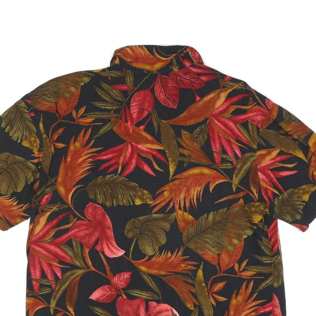 CALIFORNIA KRUSH Mens Black & Red Floral Rayon Shirt L Summer Holiday Relaxed