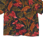 CALIFORNIA KRUSH Mens Black & Red Floral Rayon Shirt L Summer Holiday Relaxed