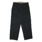 Mens Black Cotton Blend Relaxed Zip Cargo Trousers W32 L30 Functional Pocket