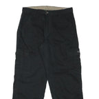 Mens Black Cotton Blend Relaxed Zip Cargo Trousers W32 L30 Functional Pocket