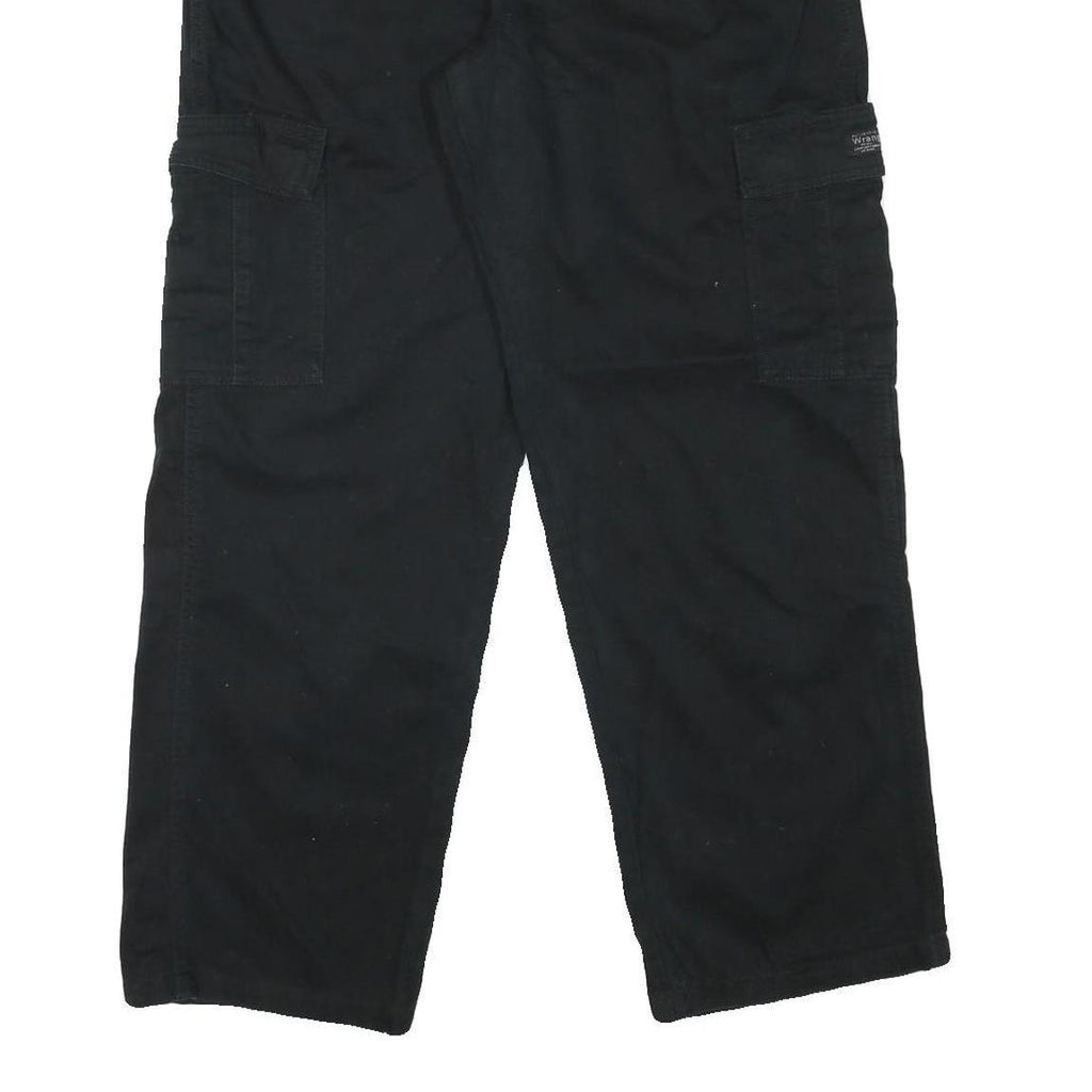 Mens Black Cotton Blend Relaxed Zip Cargo Trousers W32 L30 Functional Pocket