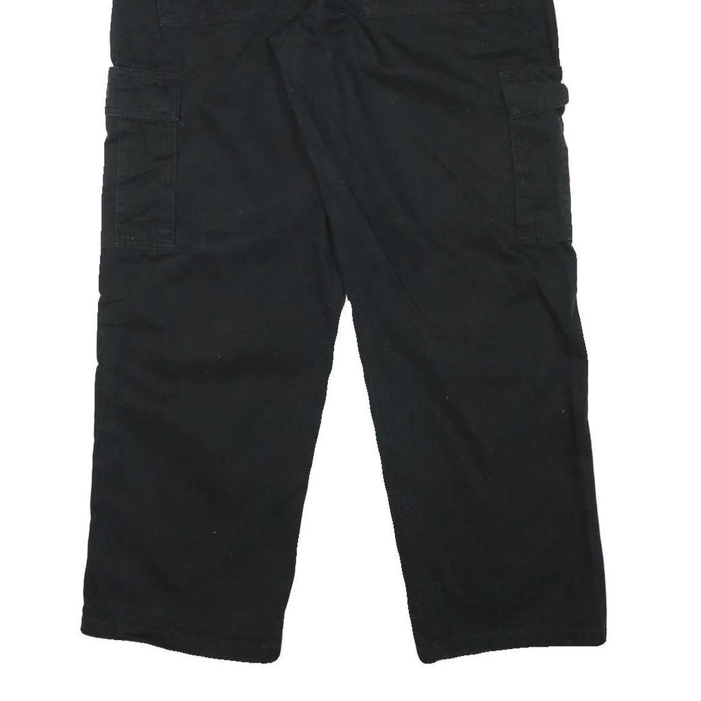 Mens Black Cotton Blend Relaxed Zip Cargo Trousers W32 L30 Functional Pocket