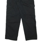 Mens Black Cotton Blend Relaxed Zip Cargo Trousers W32 L30 Functional Pocket