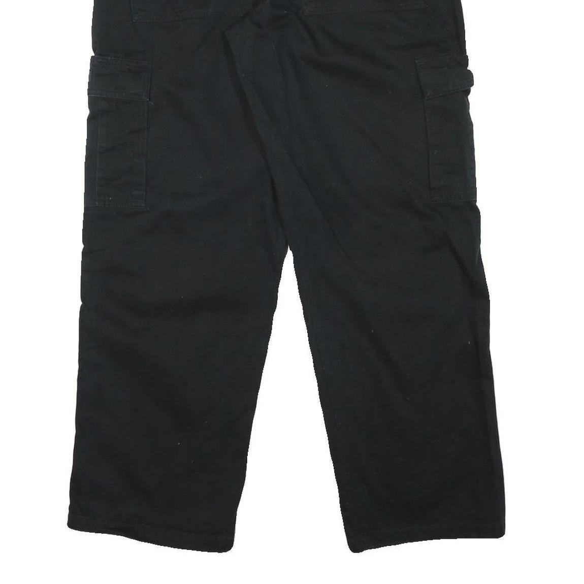 Mens Black Cotton Blend Relaxed Zip Cargo Trousers W32 L30 Functional Pocket