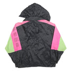 PUMA Womens Black & Pink & Green Hooded Jacket S Polyester Colourblock Zip