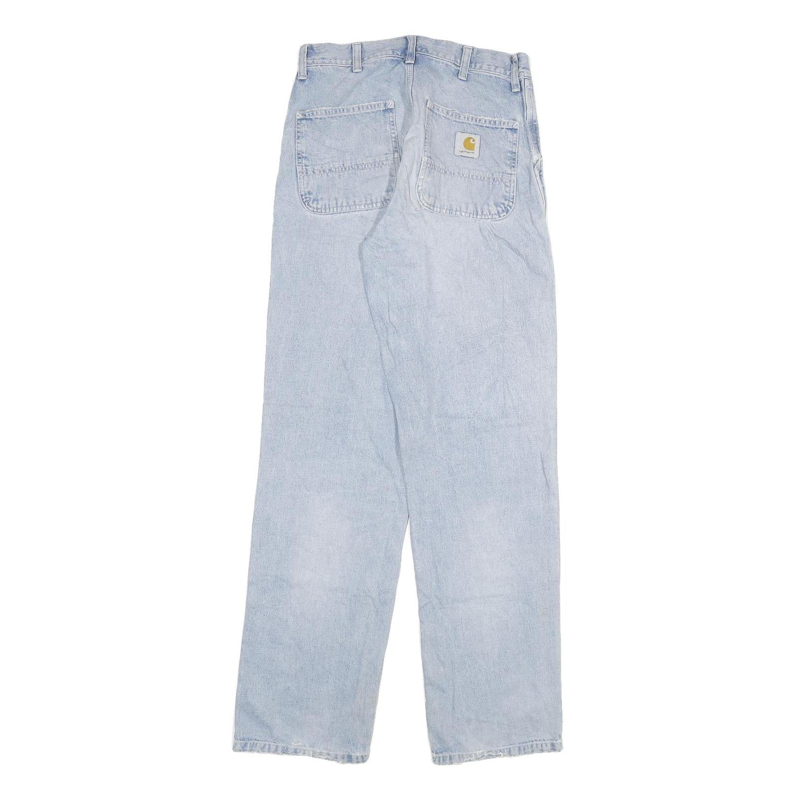 CARHARTT Womens Jeans Blue Regular Straight Denim Light W27 L34 Classic Fit Zip