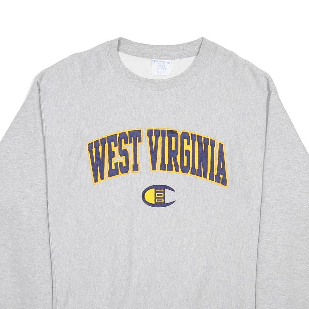 CHAMPION REVERSE WEAVE Mens Grey West Virginia Crew Neck L Cotton Blend