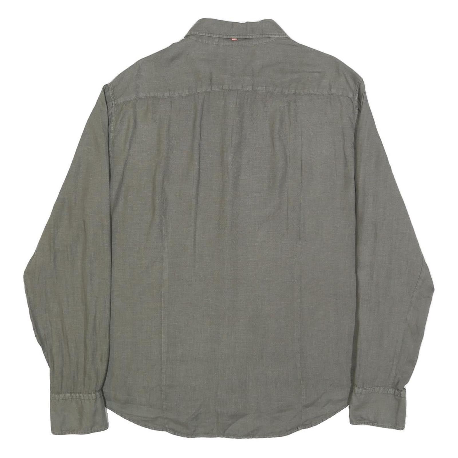 BOSS HUGO BOSS Mens Grey Casual Shirt M Lightweight Comfort Long Sleeve Relaxed