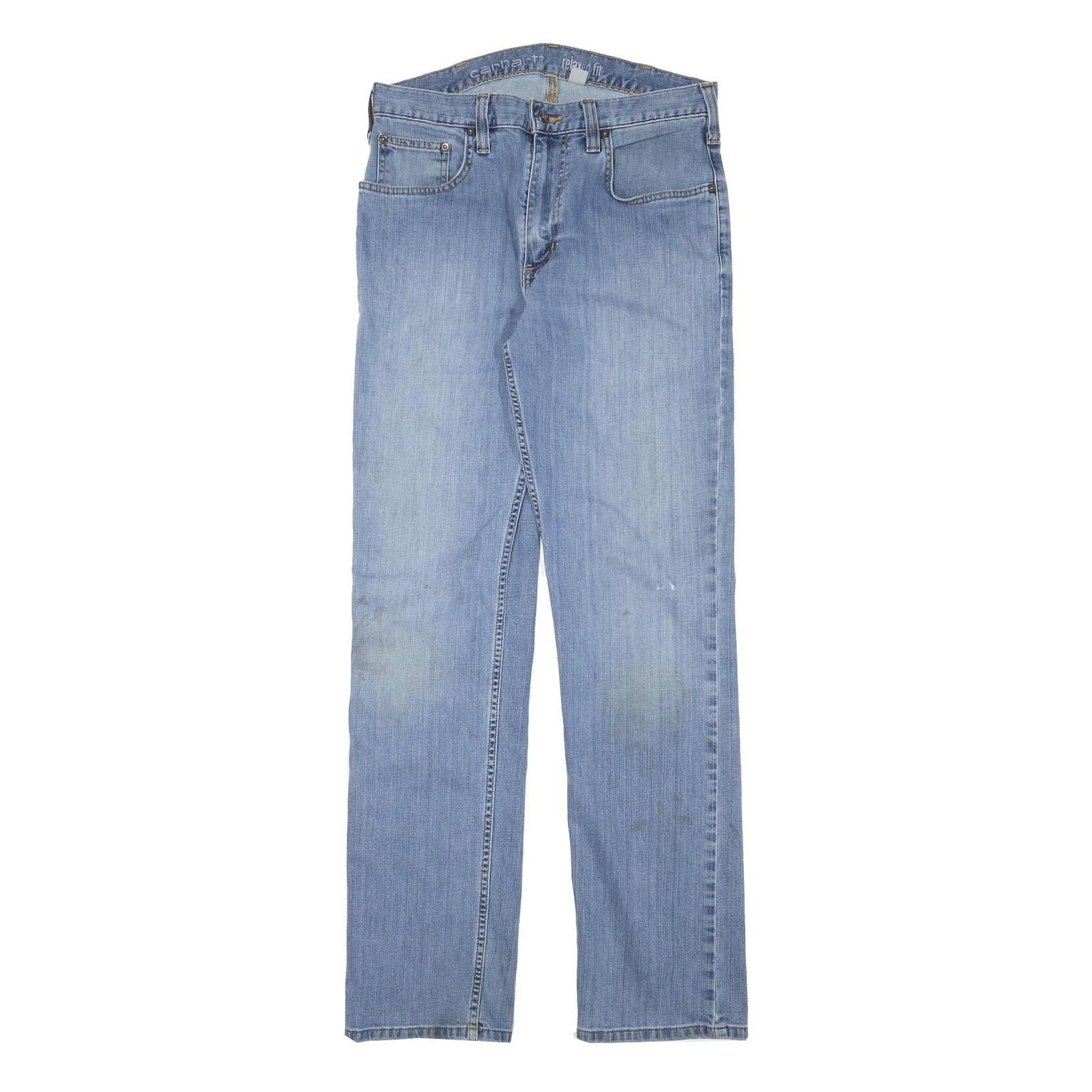 CARHARTT Womens Jeans Blue Relaxed Straight Denim Medium W30 L32 Zip Pocket