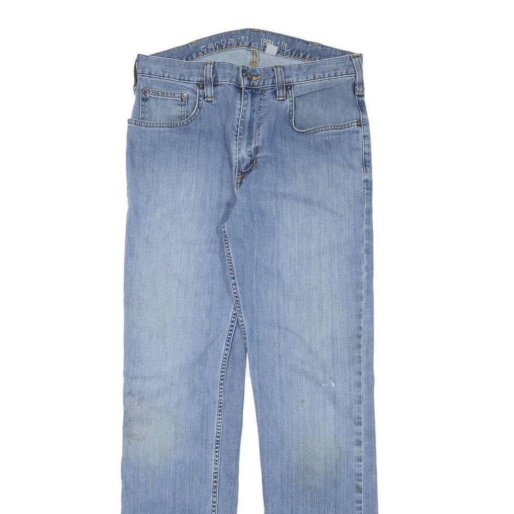 CARHARTT Womens Jeans Blue Relaxed Straight Denim Medium W30 L32 Zip Pocket